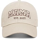 Mama EST 2025 Hat, First Time Mom Gifts, Embroidered Hats for Women, Vintage Washed Unstructured Baseball Cap
