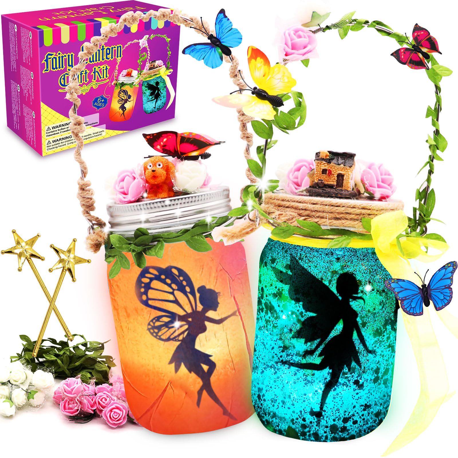 Fairy Lantern Craft Kit - Gift for Kids Ages 6+ - Remote Control Mason Jar Night Light - DIY Garden Decor Art Project, Creative Activities for Birthday Party and School