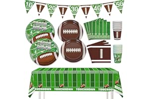 YGSEPCC 74Pcs Football Party Decorations Supplies Super Bowl Party Decoration Set Include Dinner Plates, Dessert Plates, Napkins, Cups, Banner and Tablecloth Football Birthday Party Favors Kit