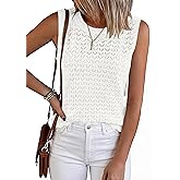 KIRUNDO Sweater Vest Women Crochet Tank Tops 2026 Spring Summer Sleeveless Knit Pullover Beach Cover Up Vacation Outfits