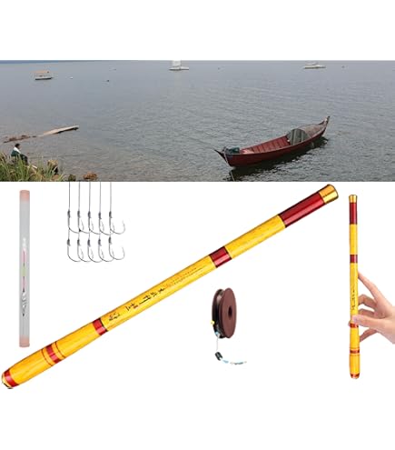 BambooMN 6 Ft Natural Bamboo Vintage Cane Fishing Pole with Bobber, Hook, Line and Sinker, 2 Piece Construction, 3 Sets, Rods