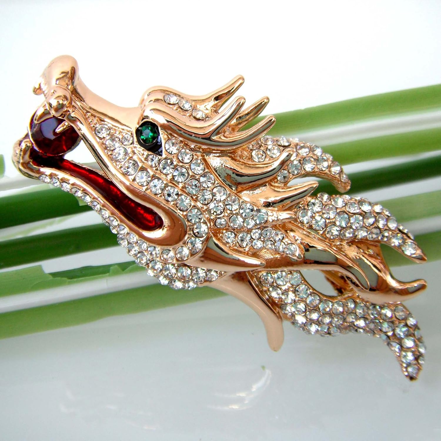 Navachi 18k Gold Plated White Crystal Dragon Head Az7968b Brooch Pins - Image 5