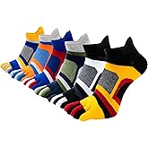 Men Toe Socks No Show Low Cut Athletic Wicking Cotton 5 Finger Split Toe 6 Pack