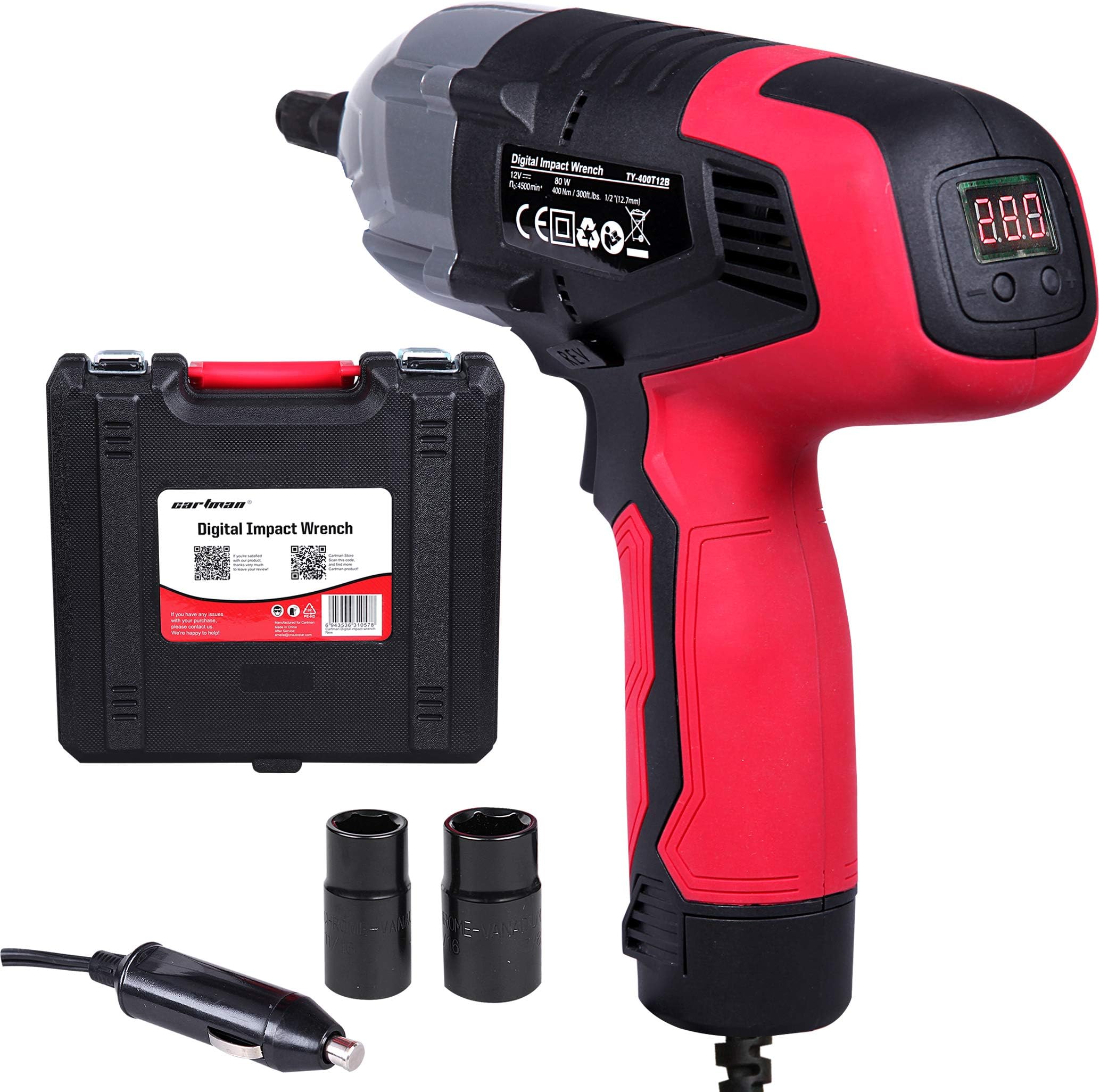 Cartman Torque Impact Wrench with Digital Clutch 12V, 400N.M. 1/2" Shaft