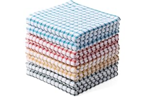 Oeleky 100% Cotton Kitchen Dish Cloths for Washing Dishes, 12x12 Inches Dish Rags, Absorbent Kitchen Cloths Pack of 8, Quick 