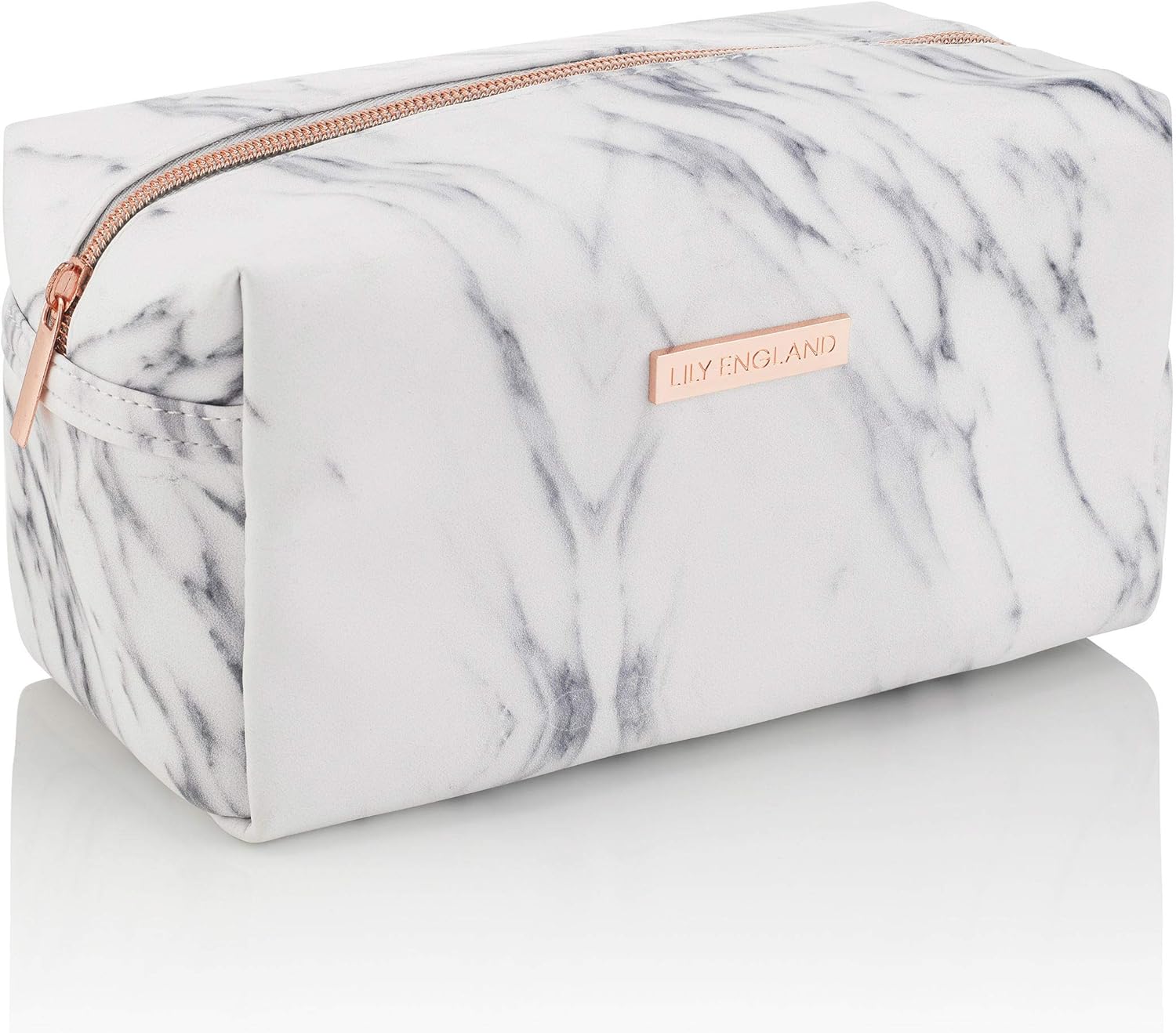 Lily England Marble Makeup Bag Portable Cosmetic Pouch, Toiletry Bag