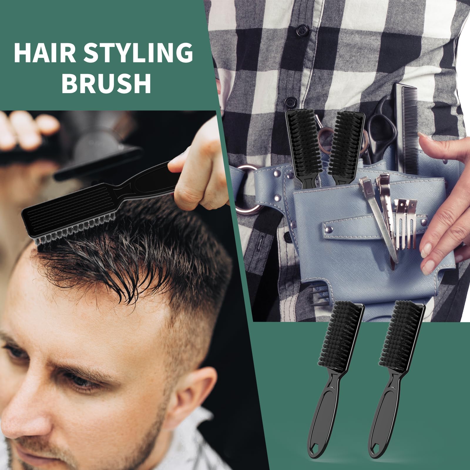 6 Pcs Barber Clipper Brush Blade Trimmer Cleaning Brush Set Duster Manicure Nylon Brush Hair Styling Tool (Black)