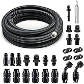 EVIL ENERGY 6AN PTFE Fuel Line Kit 25FT, AN6 E85 Braided PTFE Fuel Hose Kit LS Swap EFI Fuel Hose 25FT Black