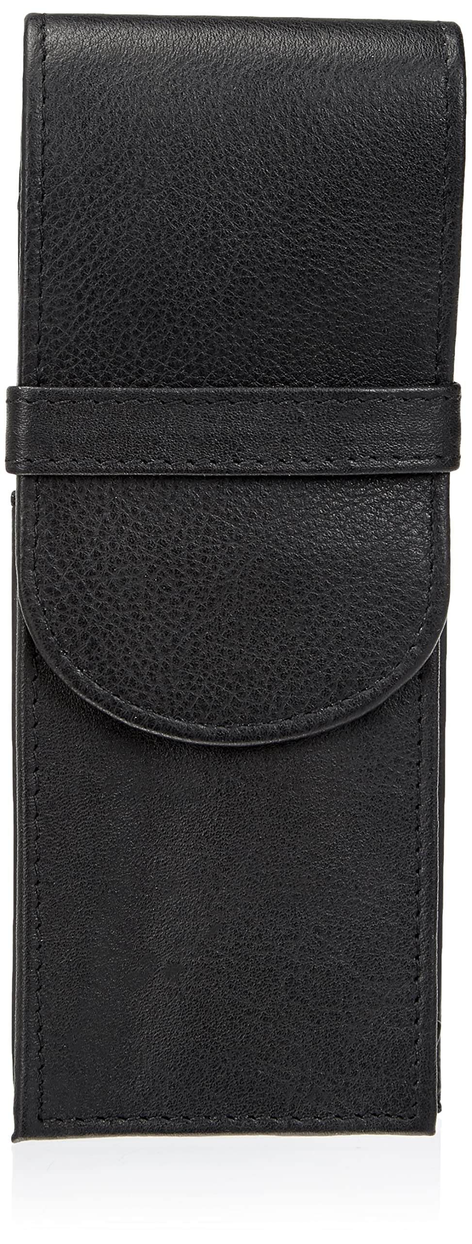 ALASSIO 2617 Pen Case, Real Leather, Black, 3 Pens, 14 x 6 x 2.5 cm