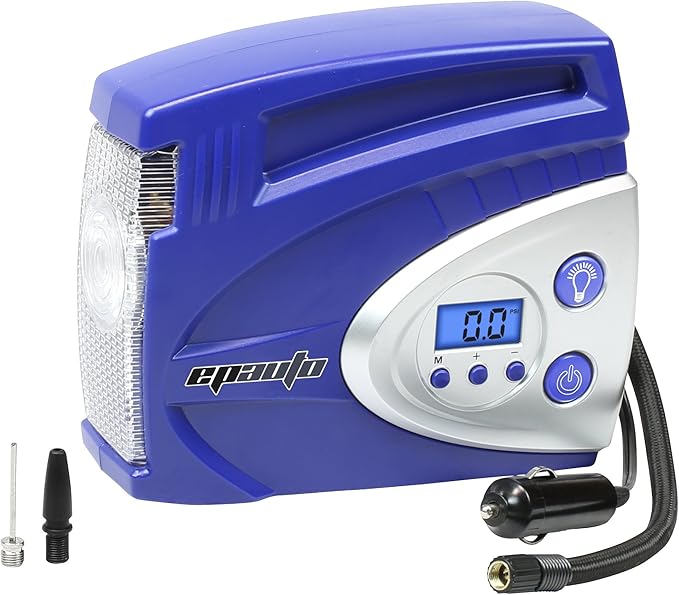 EPAUTO 12V DC Auto Portable Air Compressor Pump w/Digital