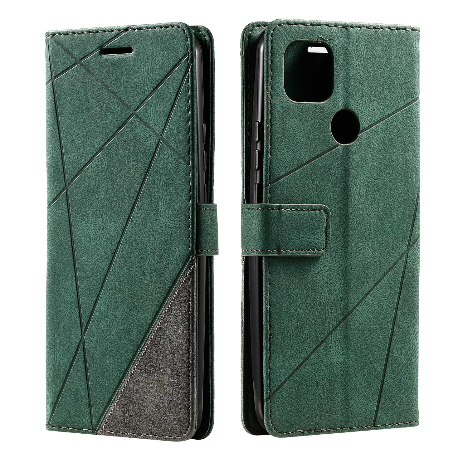 SONWO Case for OPPO A15 Case, Premium Leather Flip Wallet Case Magnetic Closure Card Slots kickstand Phone Case for OPPO A15, Green
