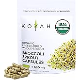 KOYAH - Organic Broccoli Sprout Capsules – Freeze-Dried Whole Broccoli Sprouts – 3rd Party Tested for Active Myrosinase & Glucoraphanin (Sulforaphane Glucosinolate) - 150 Capsules
