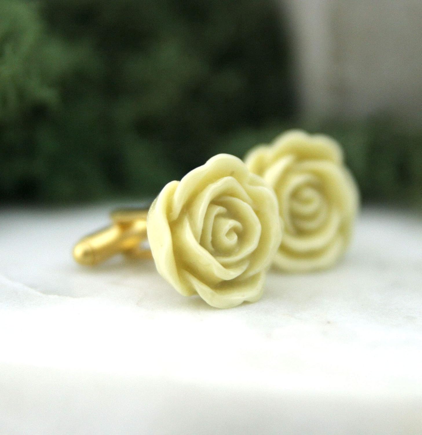 Ivory Rose Cufflinks Handmade