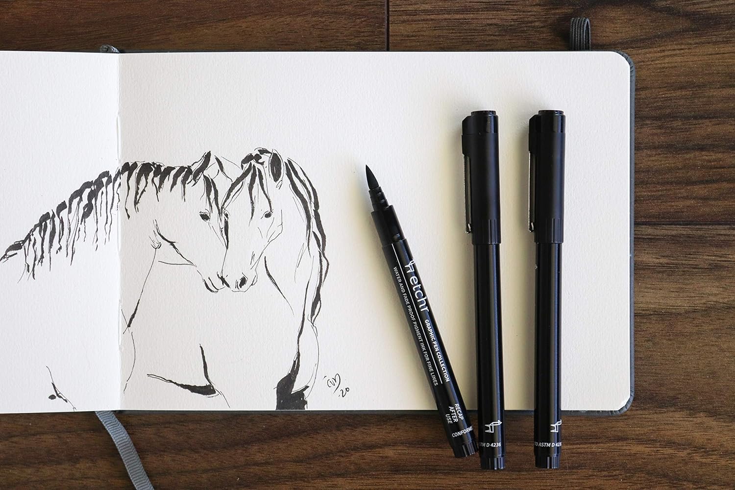 ETCHR Professional Black Drawing Pens - 16 Black Fineliner Pens for Drawing Sketching Inking and Writing - Quality Waterproof and Fadeproof Black Artist Pens - ETCHR Black Graphic Pen Collection : Office Products