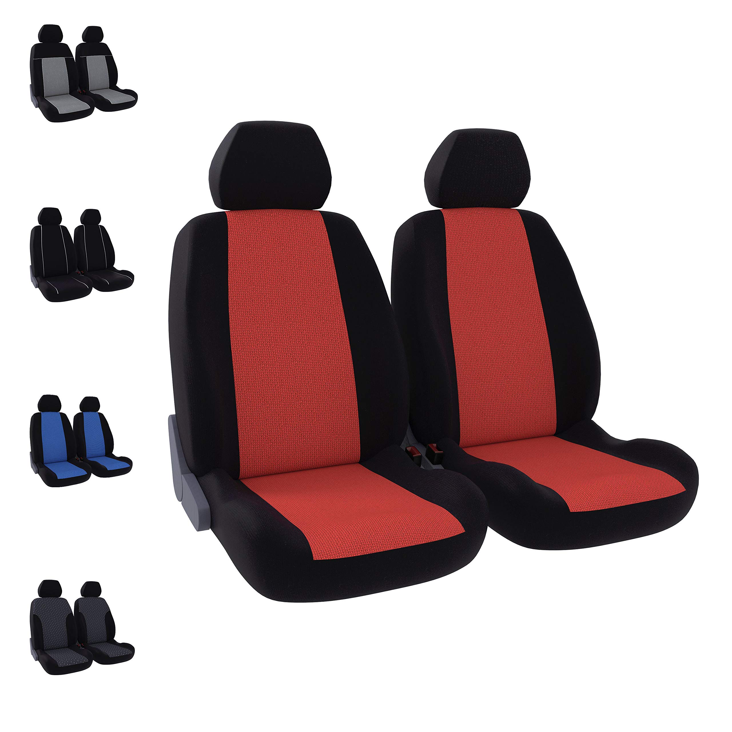 DBS - Car Seat Covers | Protective Covers - Car/Car - Front Seats - Black + Red - Universal - Non-Slip - Washable, 012876