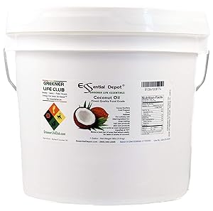 Coconut Oil - Food Grade - 8 lbs in a 1 Gallon Pail - HDPE microwavable container with resealable lid and removable handle