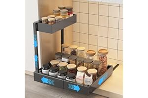 Ornestia Pull-Out Sink Cabinet Organizer, Width-Adjustable Under-Sink Shelf, 5 Height-Adjustable 2-Tier Pull-Out Drawers for 