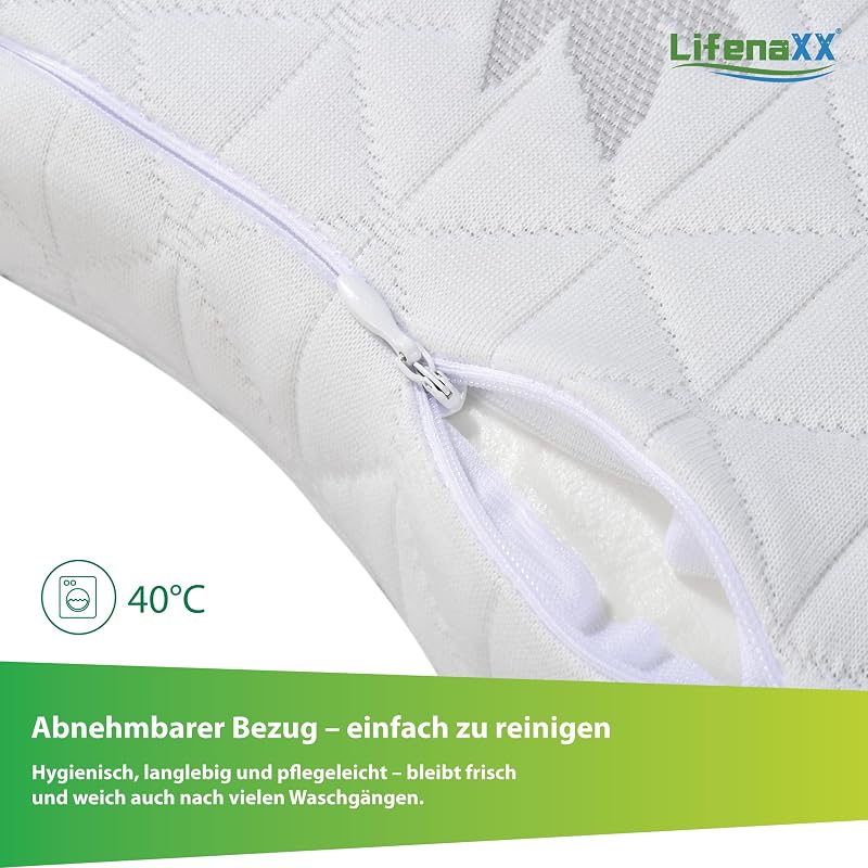 Hanf Nackenstützkissen LX-053 – Ergonomisches Memory-Schaum-Kissen mit abnehmbarem, waschbarem Bezug – Bequeme Nackenunterstützung, atmungsaktiv, hautfreundlich und komfortabel