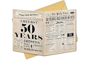 50th Birthday Card, 50th Birthday Gifts for Women Men, 50th Birthday Decorations for Him Her, Back in 1975 Birthday Card