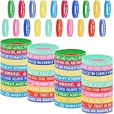 CCINEE 60pcs Bible Verse Bracelets Religious Silicone Wristbands Rubber Bracelets Christian Jesus Wristbands Inspirational Bracelet for Men Women Party Supplies