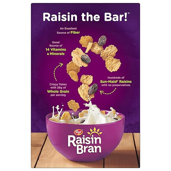 POST RAISIN BRAN®, WHOLE GRAIN WHEAT & BRAN BREAKFAST CEREAL, KOSHER, 16.6 OUNCE