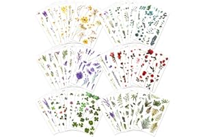 KFPPLXQ 722 Pieces Pressed Flower Stickers for Crafts (Assorted 722 Pieces,48 Sheets) Flower Sticker for Crafts for Resin Dried Floral Sticker Cute Scrapbook Craft Stickers for DIY Journal Notebook