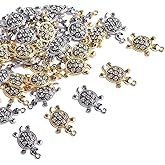 stino 40 Pieces Rhinestone Charms, Turtle Heart & Rhombus Jewelry Making Supplies, Silver & Gold Plated Crystal Pendants