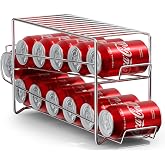 Sorbus Soda Can Dispenser Rack for Fridge, Holds 12 Cans (1 Pack, Silver) | Dispensing organizer keeps standard 12-ounce drinks accessible in refrigerator and pantry cabinets for easy restocking.