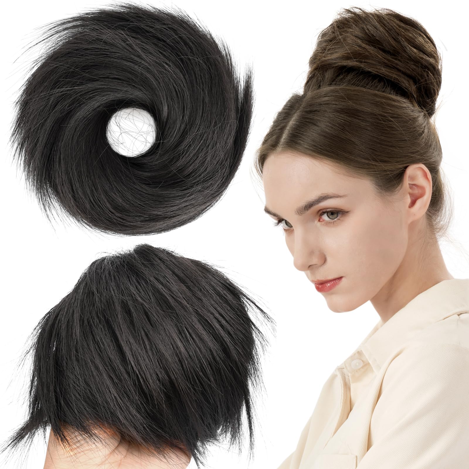 BOBIYA Messy Buns Hair Pieces Hair Scrunchies for Women Synthetic Ponytail Bun Extensions (Dark Chocolate) — image 1