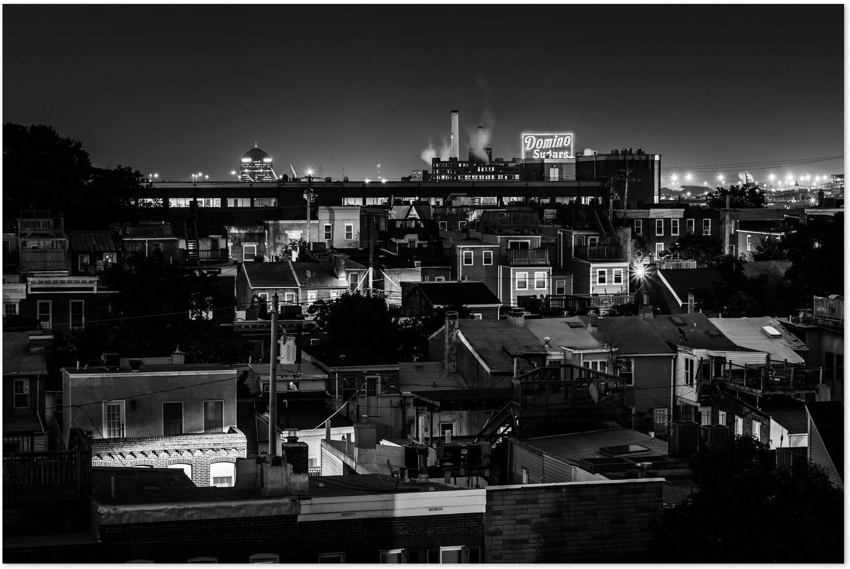 Noir Gallery Domino Sugars Baltimore Skyline 8" x 10" Unframed Art Print/Poster