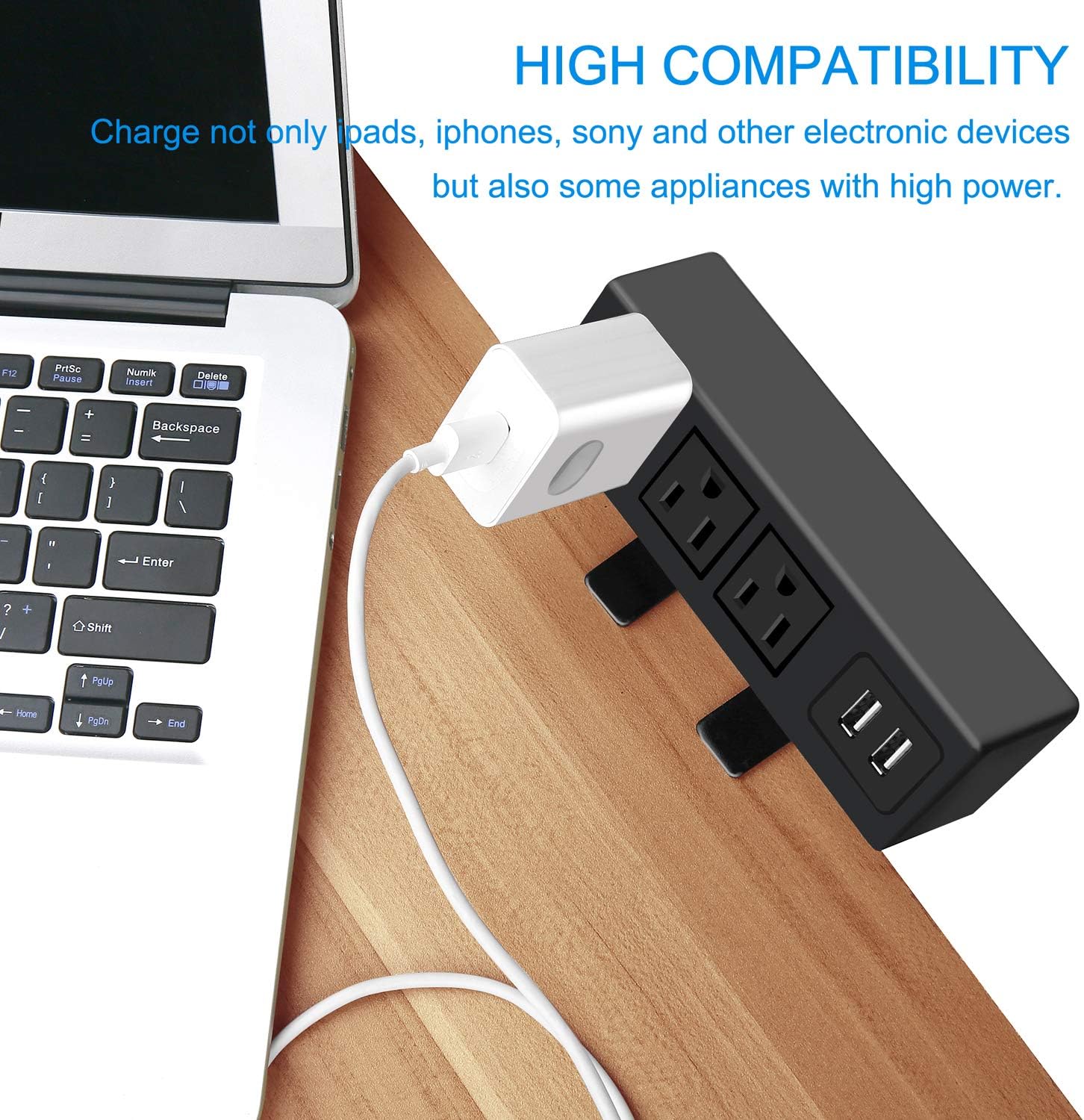 3 Outlet Desk Clamp Power Strip, Desk Mount USB Charging Power Station, Removable Desktop Power Center Plugs Output 125V 60HZ 12A 1500W, USB 5V 2.1A 6.56FT Cable: Home Audio & Theater