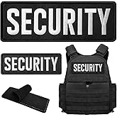 WILDREEDS 2 Pieces Hook and Loop Security Patches, Tactical Security Embroidery Patch for Police Vest Jacket Back Panel(1Pcs Small and 1Pcs Large, Black)