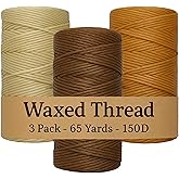 Waxed Thread 3X Wax Thread, 65 Yardx0.8mm Wax String, 150D Waxed Leather String in Cream, Tan and Brown, Perfect Dream Catcher Supplies