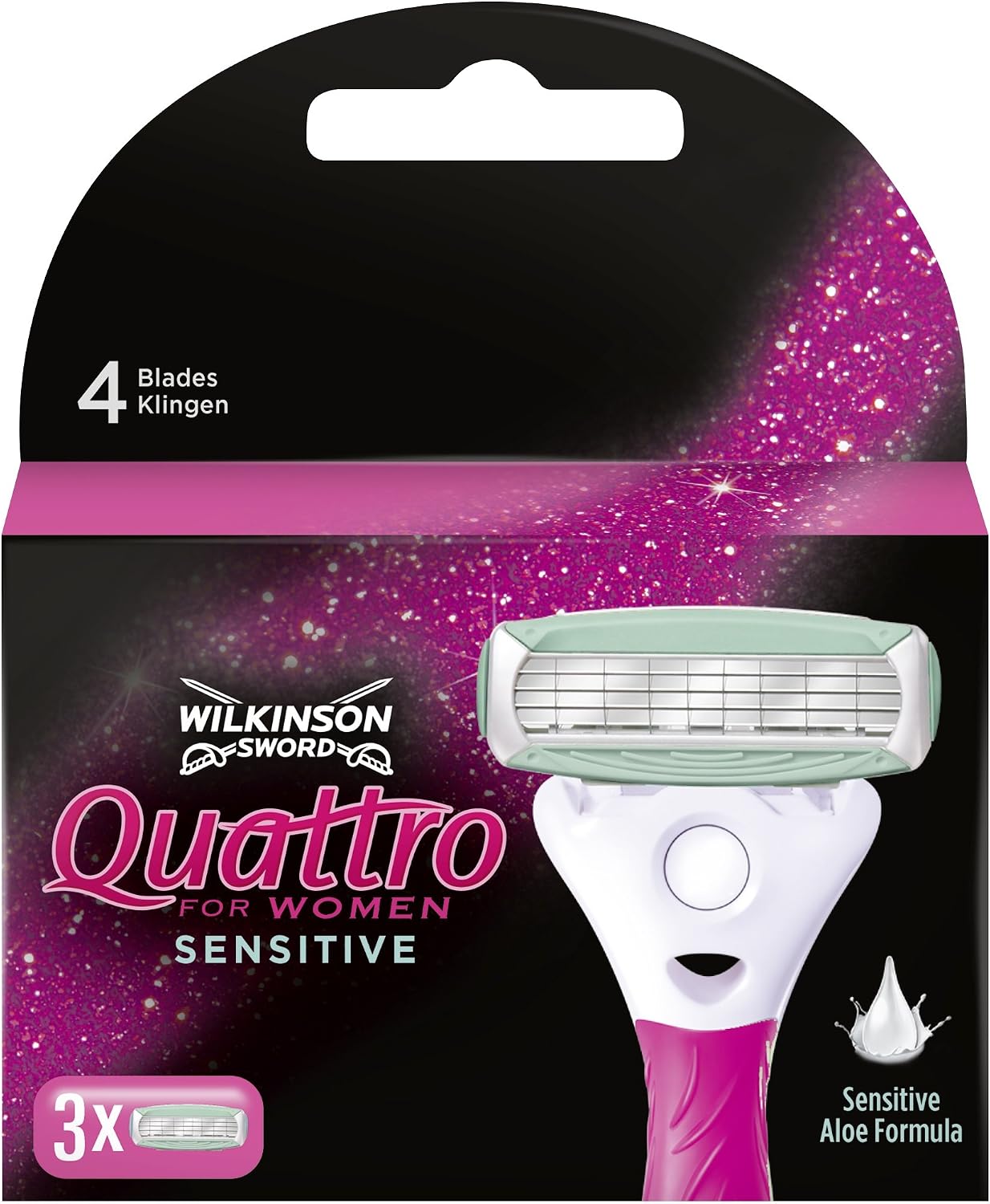 Wilkinson Sword Quattro for Women Sensitive 3 Razor Blades, 1 count (Pack of 3)
