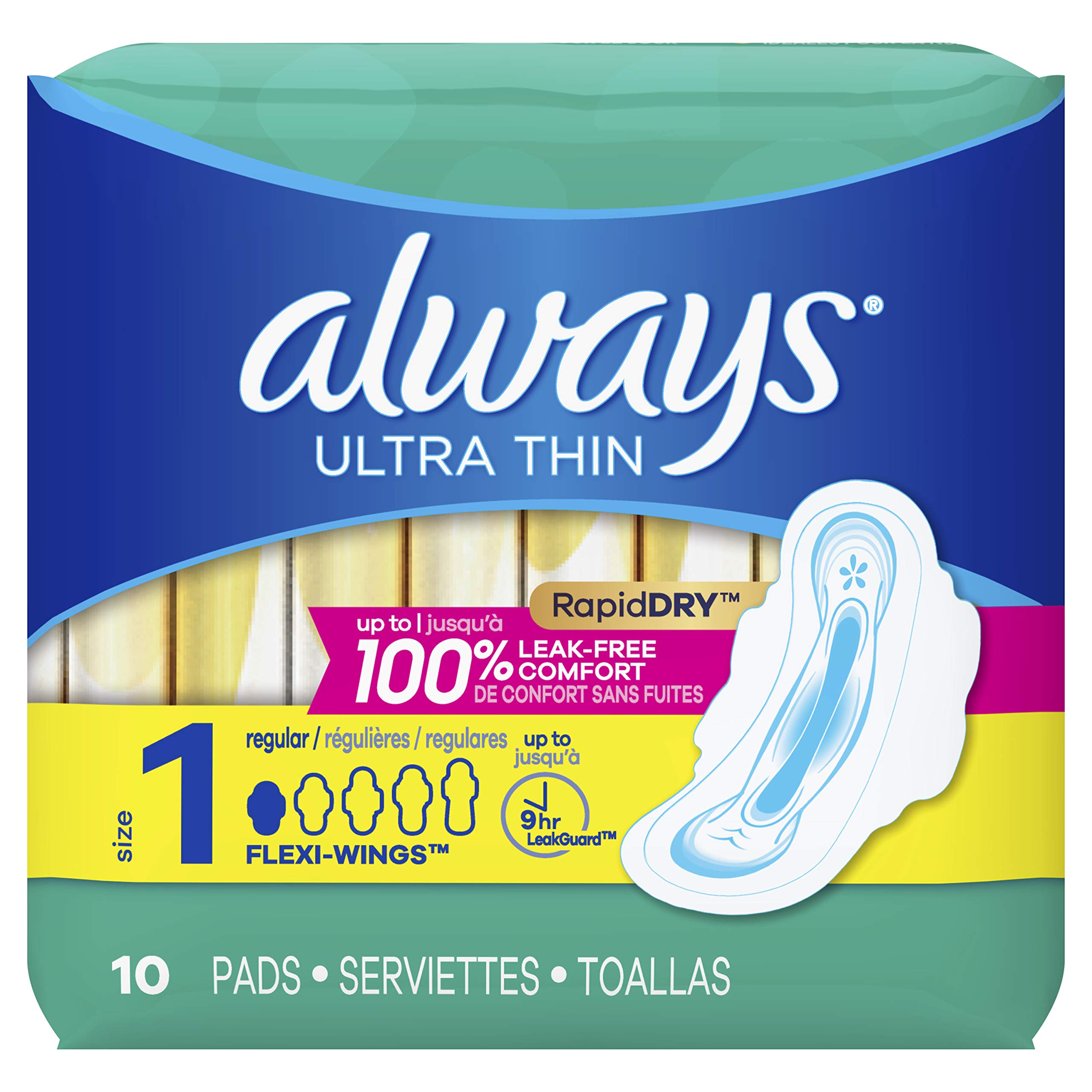 Always Ultra Thin Regular Pads with Flexi-Wings, 10 Count
