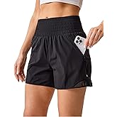 Womens Athletic Shorts High Waisted Quick Dry Lightweight Running Shorts Sporty Workout Gym Shorts with Double Zipper Pockets