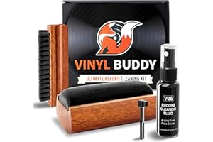Vinyl Buddy Ultimate 5-Piece Vinyl Record Cleaning Kit | Includes: Record Cleaner – Velvet, Microfiber & Stylus Brush | Made from Premium Hardwood – Clean, Protect & Restore Your LPs