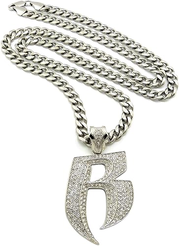 Amazon 新しいiced Outラフライダーズrペンダント 36 ステンレススチールキューバチェーンネックレスrc43ss ネックレス 通販