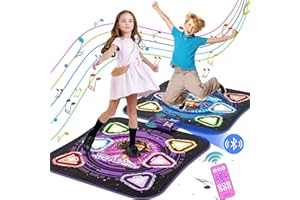 HANDWELL Upgraded Dance Mat for Kids, Single & Double Players Mode Electronic Dance Pad with Light-up 12-Button Wireless Bluetooth 5 Game Modes Christmas Birthday Gift for Girls Boys Ages 3 4 5 6 7 8 8-12
