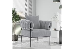 Zedachica Modern Accent Chair Reading Chair with Pillow Accent Armchair for Adults Cozy Upholstered Sofa Chair with Metal Fra