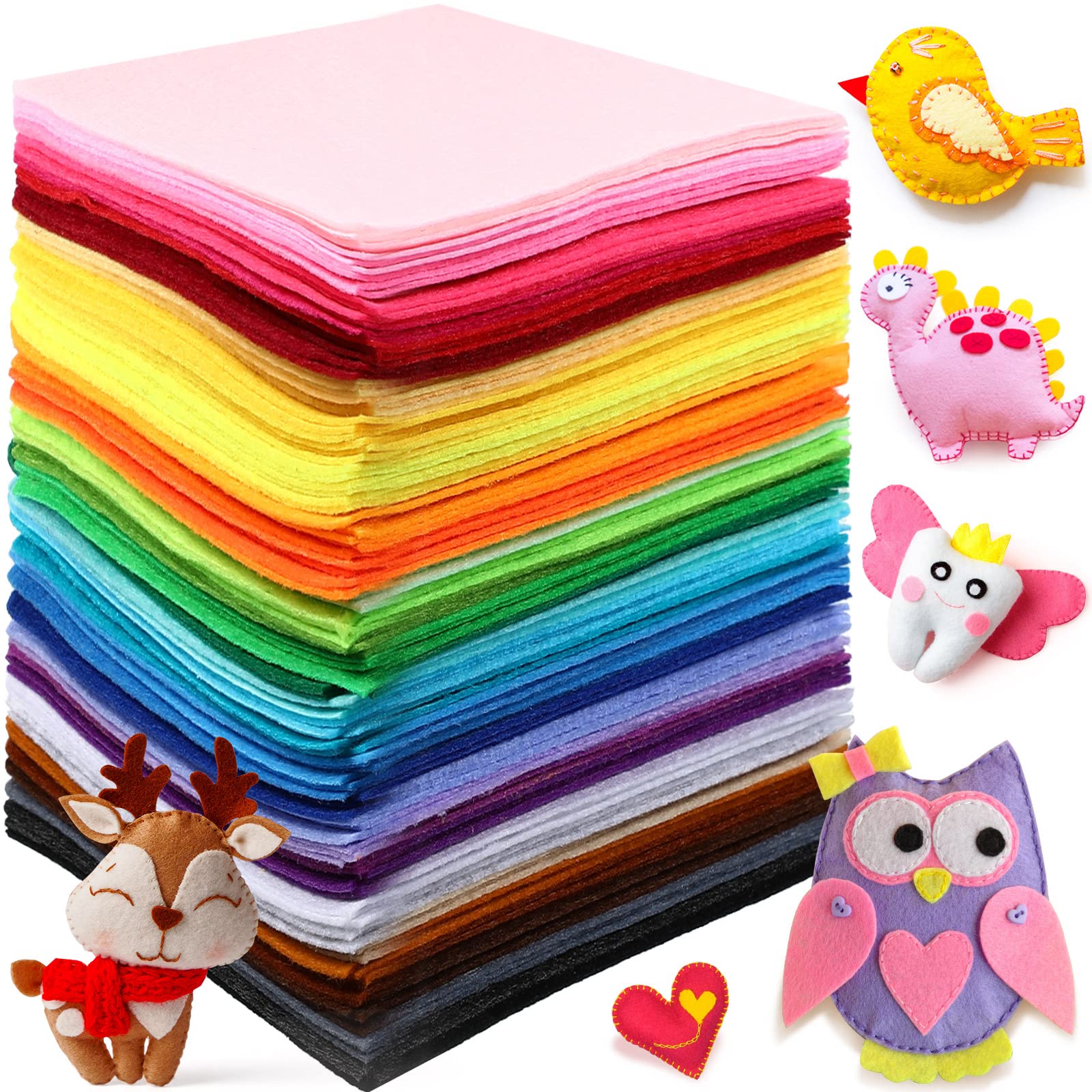 Reginary 120 Pcs 12 x 12 Inch Felt Sheets for Craft Easter Felt Squares Assorted Color for 4th of July DIY Sewing School Kids Patchwork Party Decor, 40 Colors