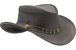 HADZAM Leather Cowboy hat Also Worn as Outback hat Western Vintage Australian Hats for Men & Women