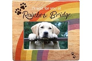 BANBERRY DESIGNS Rainbow Bridge Pet Memorial Frame I'll Wait for You at Rainbow Bridge Loss of a Dog or Cat Sympathy Condolence Picture Frames for Dogs That Passed