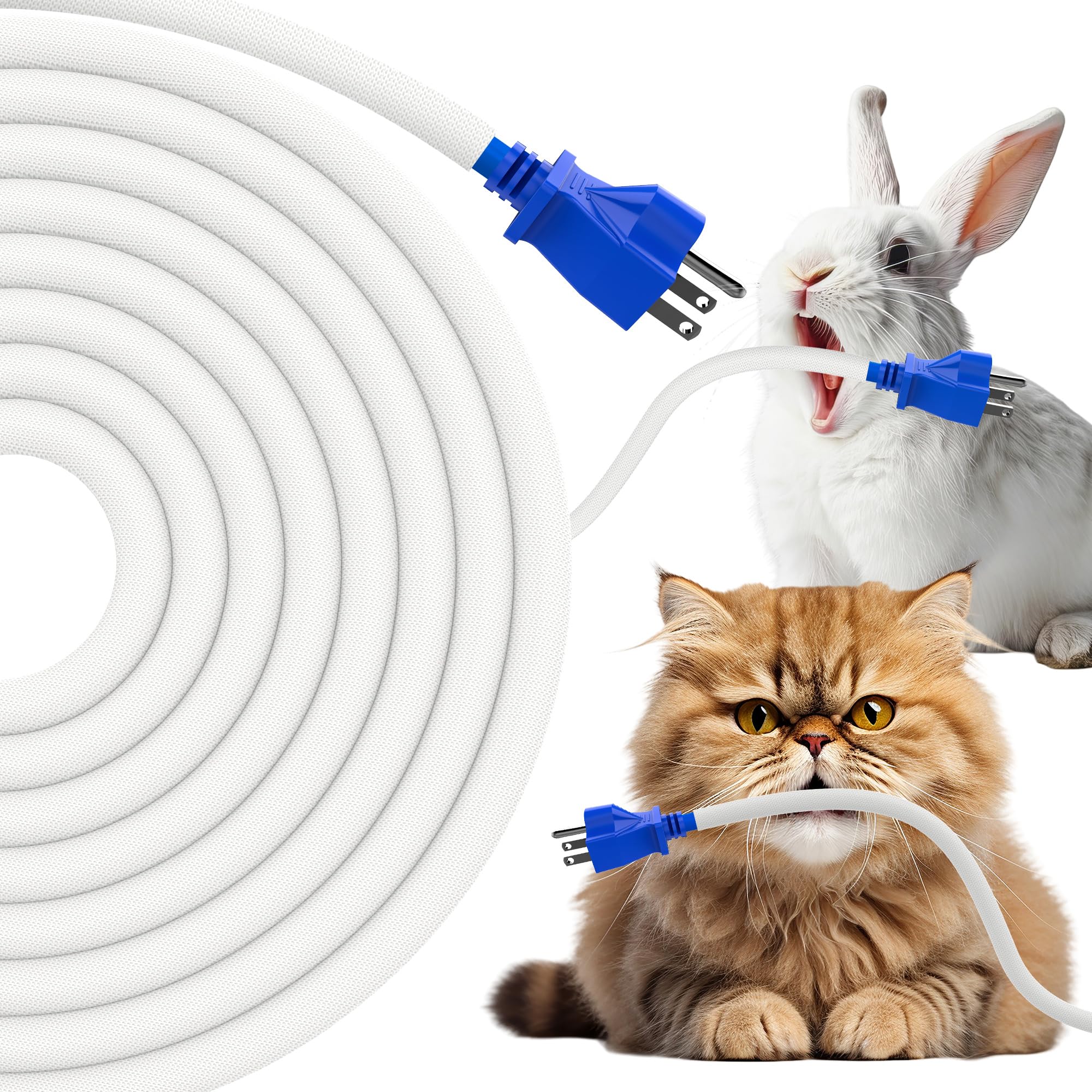 REFLYING 7.6 Meters-8mm Self Wrap Cable Sleeve, Dogs Cats Cord Protector, Hiding 1 Wire, Cable Tidy Solution Prevent Pets from Chewing Cable Wires, Expandable Braided Sleeve, White