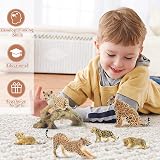 toymany 7PCS Leopard Family Figurines Cubs Tree Trunk Realistic Jungle Animals view 8
