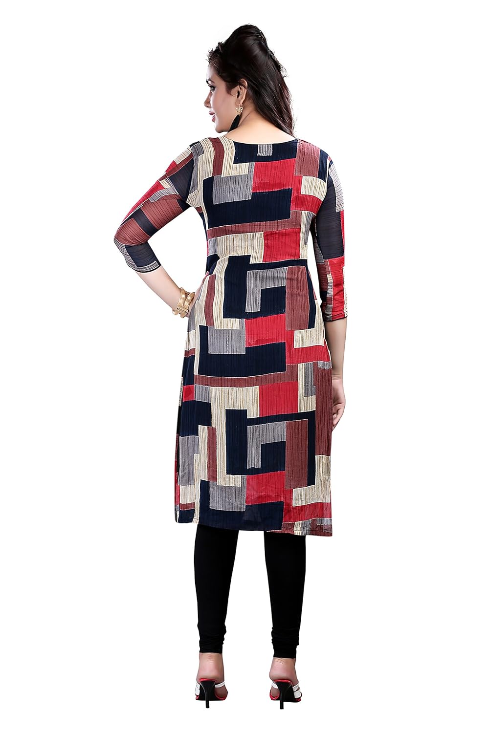 ziyaa women's straight faux crepe kurta