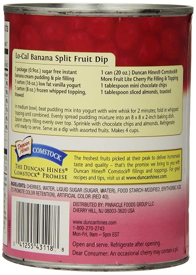 Duncan hines comstock, pie filling&topping, lite Cherry (041255431188)