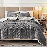 Joyreap 3-Piece Fluffy Faux Fur Sherpa Comforter Set Gray, King Size Luxury Tufted Bedding Comforter Set, All Season Soft n Cozy Plush Comforter Bed Set- 100x88 inches
