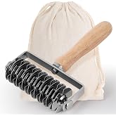 JuyVerq Pastry Lattice Roller Cutter, Stainless Steel Lattice Dough Cutter Wood Handle, Professional Pastry Crust Cutter, Hou