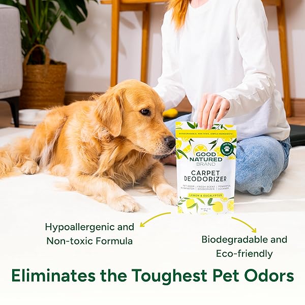 GOOD NATURED BRAND | CARPET DEODORIZER & FRESHENER POWDER | 31 OZ PET ODOR ELIMINATOR FOR STRONG ODOR & PET URINE | FRESH NATURAL LEMON SCENT | SAFE FOR HOMES WITH PETS